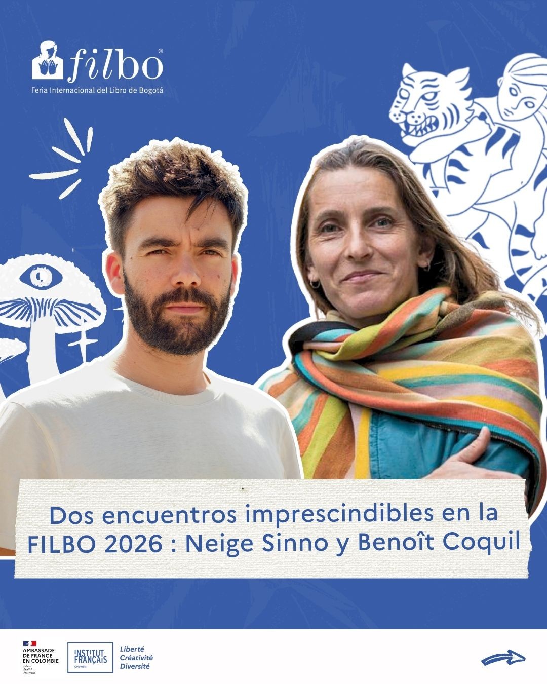 Benoit Coquil y Neige Sinno en la FILBO